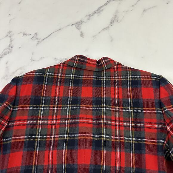 Evan Picone Womens Vintage 90s Oversize Blazer Plus Size 20W P Red Plaid Wool - Picture 10 of 13